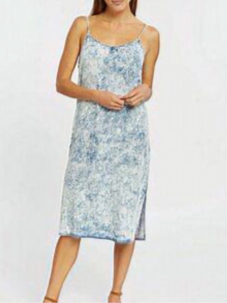 Thread & Supply Light Blue Floral Slip Midi Dress